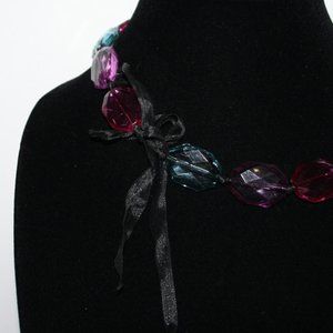Vnitagejelyfish Jewelry - Colorful pink purple blue ribbon necklace Vnitagejelyfish Jewelry - Colorful pink purple blue ribbon necklace